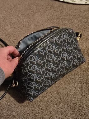 Coach Blue And Brown Signature Crossbody Shoulder Bag And Wristlet